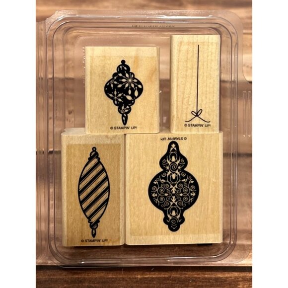 STAMPIN' UP! 116722 TREE TRIMMINGS CHRISTMAS Wood Rubber Stamp set of ORNAMENTS - Picture 2 of 5